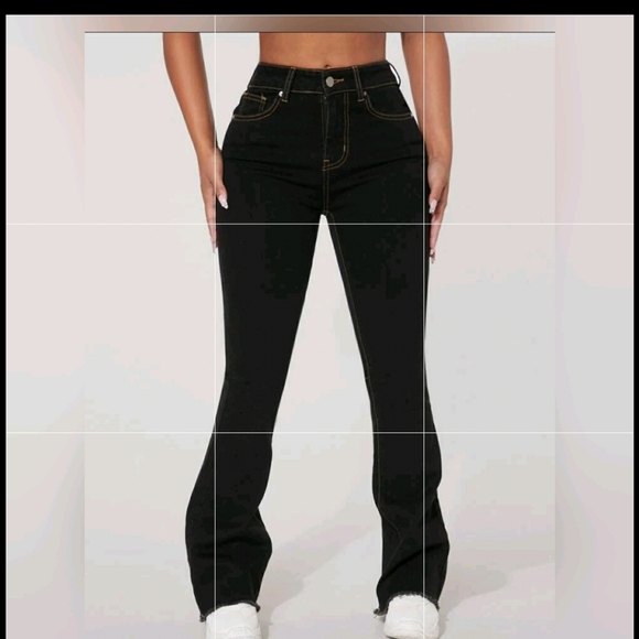 Denim - High waist flare leg black jeans
